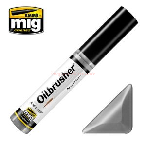 Ammo Mig Jimenez - Oilbrusher, Aluminio, Pintura al óleo con fino pincel aplicador, 10 ml, Ref: A.MIG-3537