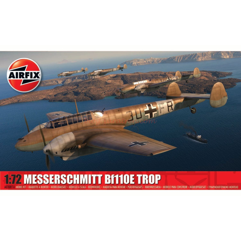 Airfix – Avión Messerschmitt Bf110E/E-2 Tropa, Escala 1:72, Ref: A03081A