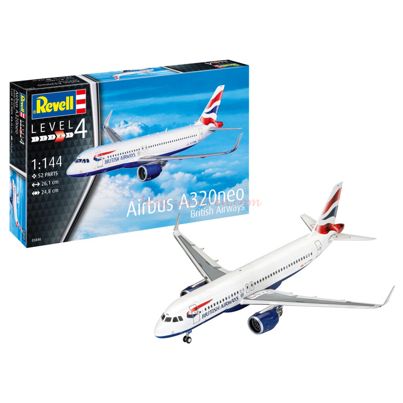 Revell – Avión Airbus A320neo British Airways, Escala 1:144, Ref: 03840