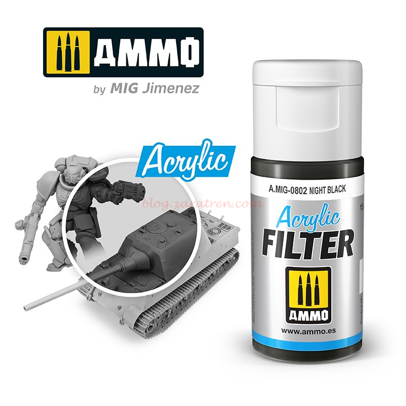 Ammo Mig Jimenez – Acrylic Filter, Night Black (Negro Noche), 15 ml. Ref: A.MIG-0802