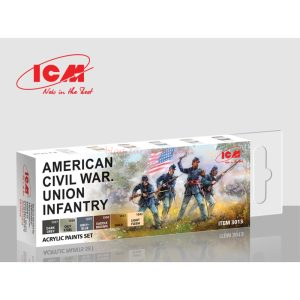 ICM - Set de pintura Acrílica, American Civil War Union Infantry, 6 Botes, Ref: 3013