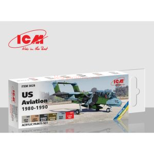 ICM - Set de pintura Acrílica, US Aviation 1980 – 1990, 6 Botes, Ref: 3028