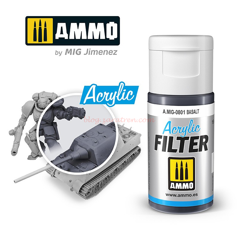 Ammo Mig Jimenez – Acrylic Filter, Basalt (Basalto), 15 ml. Ref: A.MIG-0801