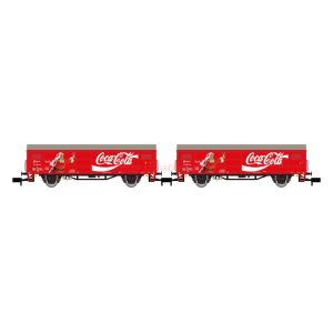 Arnold - Set de dos vagones cerrados JPD, RENFE, Coca-cola, Epoca V, Escala N, Ref: HN6645