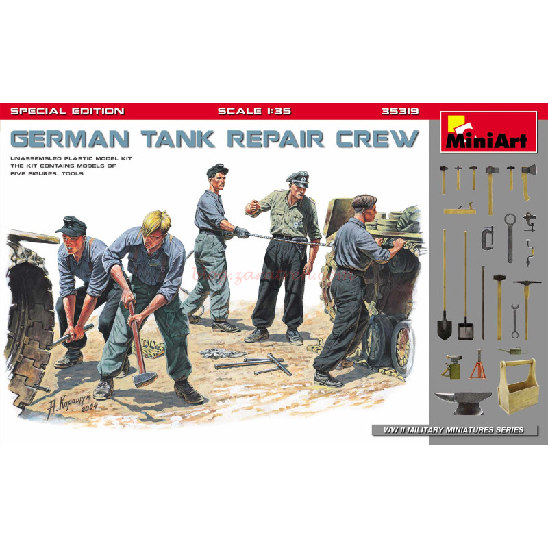 Miniart – Figuras Tripulación De Reparación de Tanques Alemanes, Escala 1:35, Ref: 35319