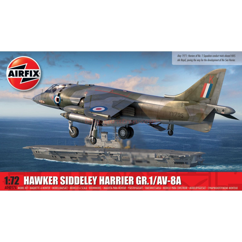 Airfix – Avión Halconero Siddeley Harrier GR.1/AV-8A, Escala 1:72, Ref: A04057A