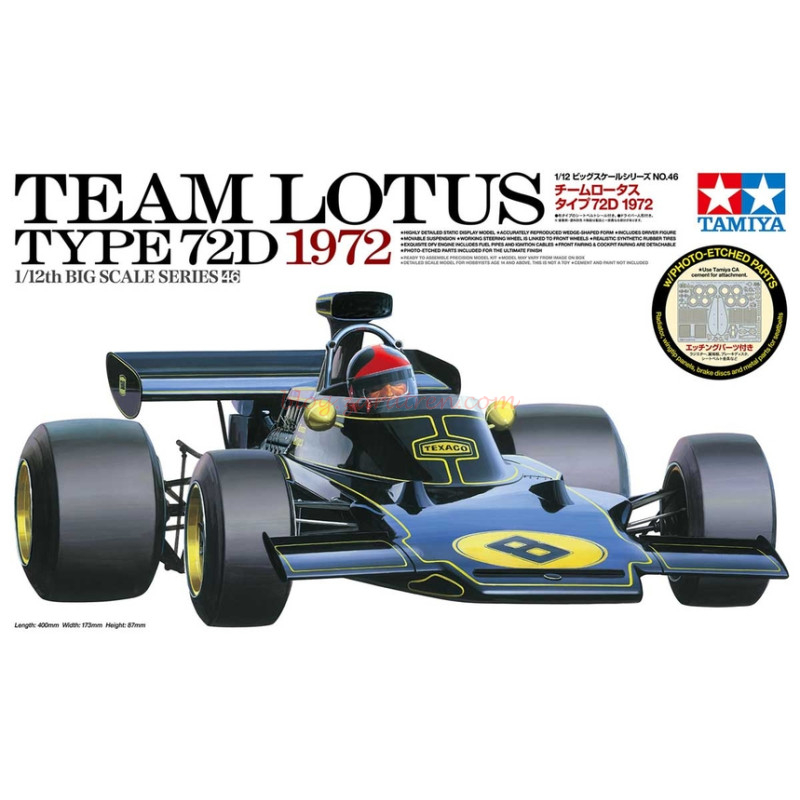 Tamiya – Coche Team Lotus Type 72D, Escala 1:12, Ref: 12046