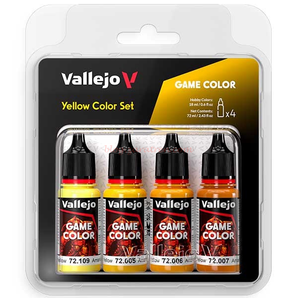 Vallejo – Set 4 Game Color Yellow Color, 4 botes de 17 ml, Ref: 72.378
