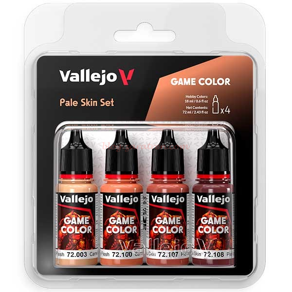 Vallejo – Set 4 Game Color Pale Skin, 4 botes de 17 ml, Ref: 72.379