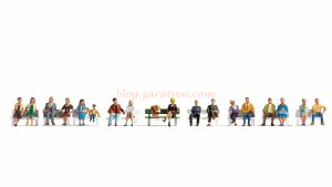 Noch - Surtido de figuras XL "Personal sentado en bancos", 18 Piezas, Escala H0, Ref: 16131