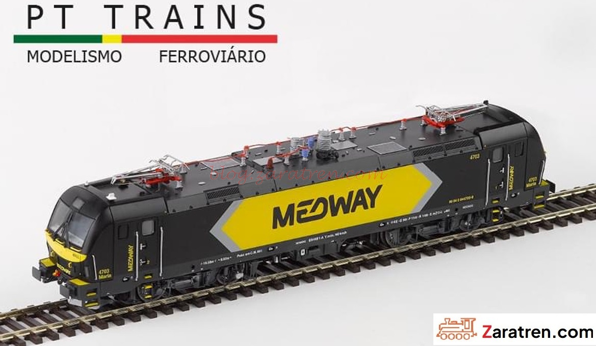 PT Trains – Locomotora eléctrica Siemens ES46B1-A LE4703 «María» , Compañía Medway, Analógica, Escala H0. Ref: 547030