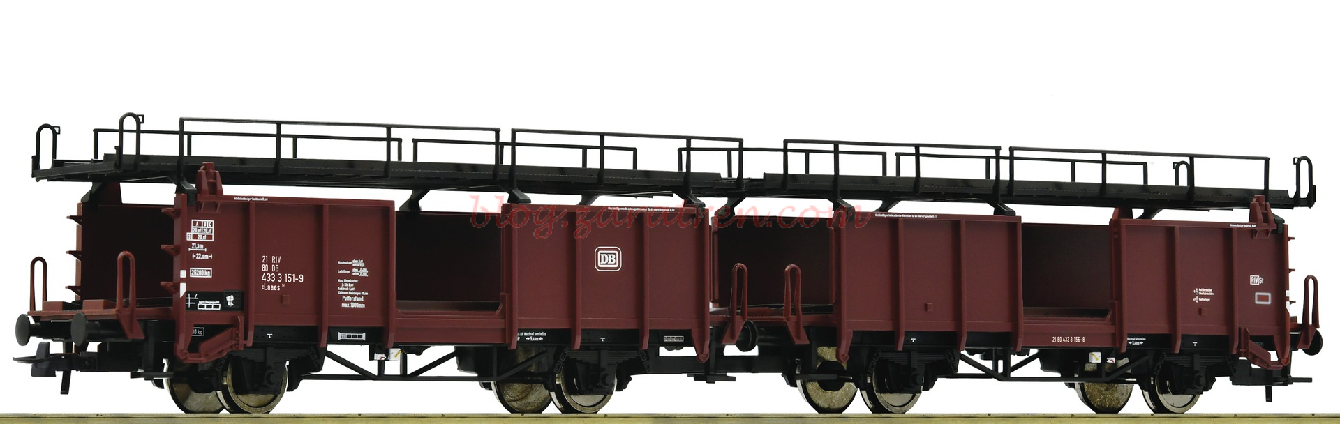 Roco – Dos vagones para el transporte de Vehículos, DB, Epoca IV, Escala H0, Ref: 6600047