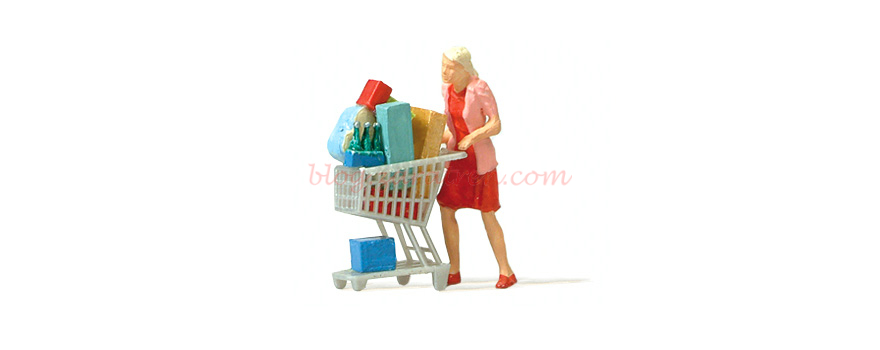 Preiser – Señora de compras, 1 figura, Escala H0, Ref: 28081