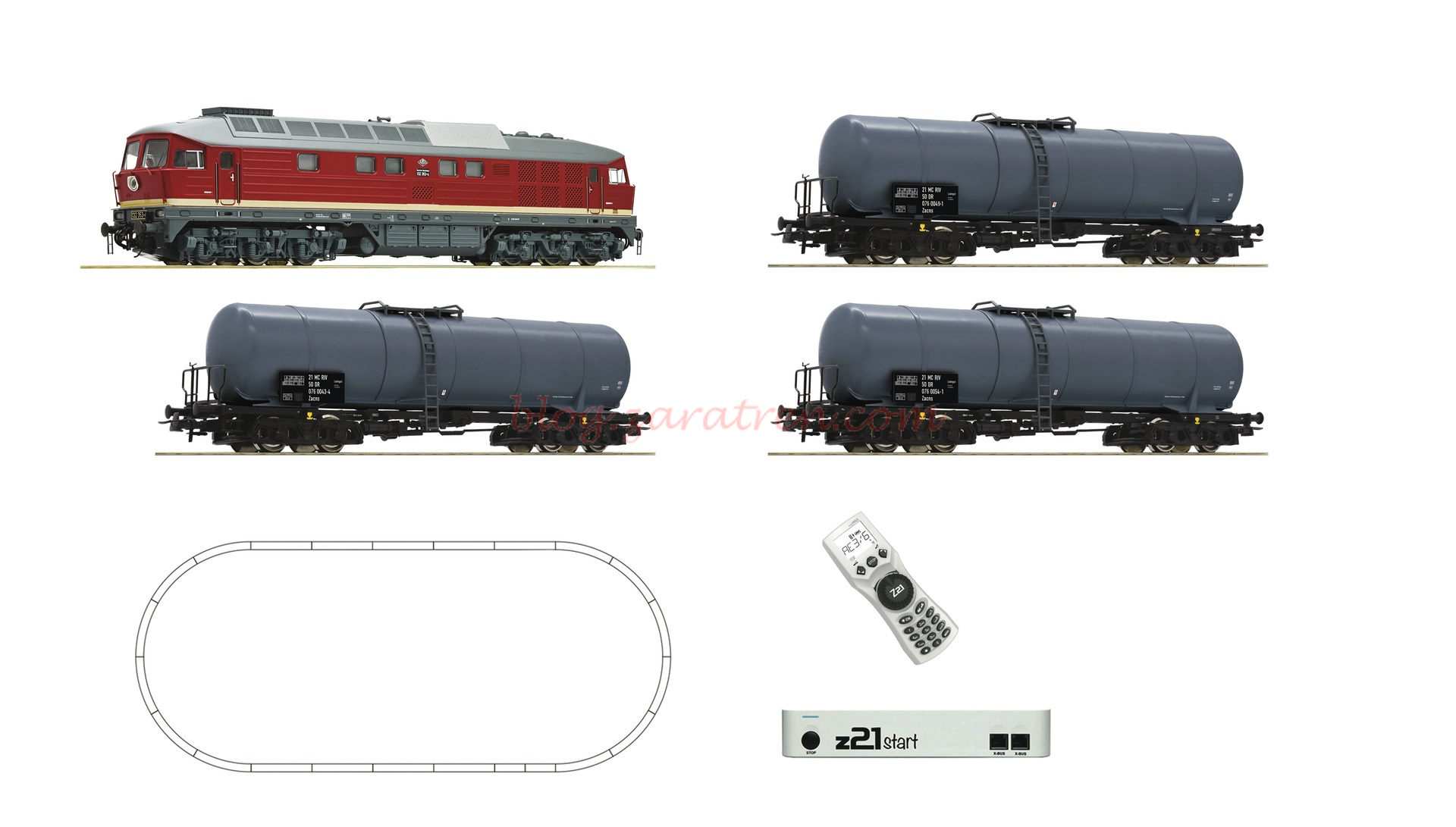 Roco – Set de iniciación Loc. Diesel clase 132 con tres cisternas de mercancías, DR, Digital, Z21, mando, Ref: 5110002