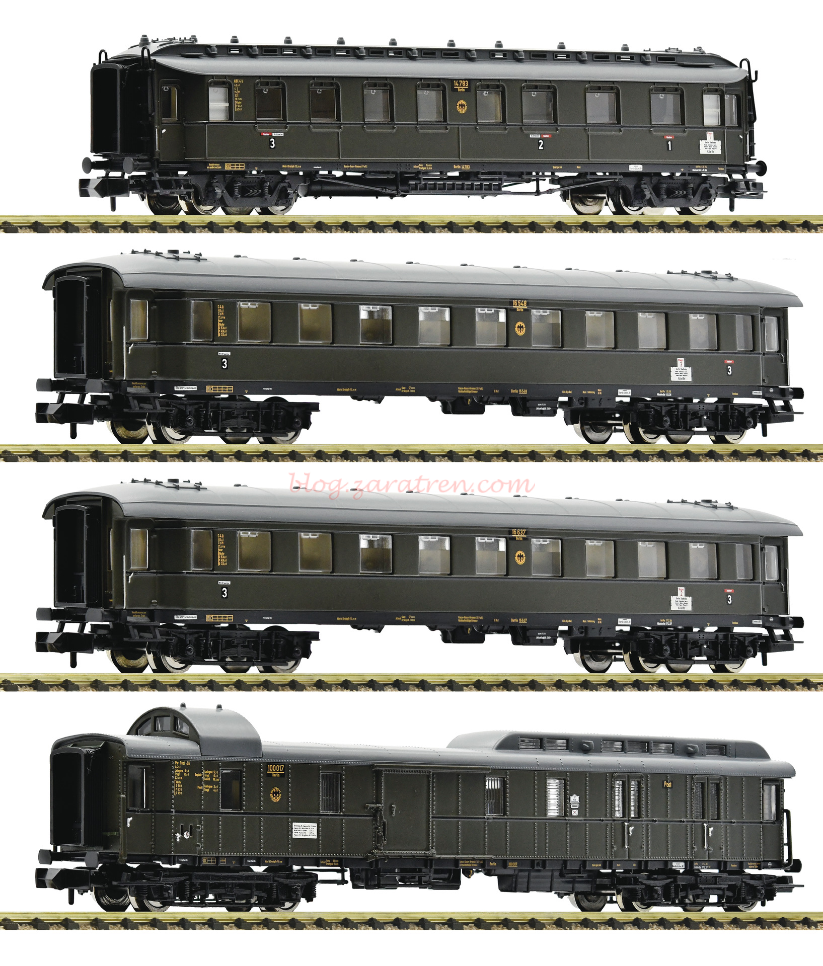 Fleischmann – Tren Express de época, Furgón y tres coches, DRG, Época II, Escala N, Ref. 6260006