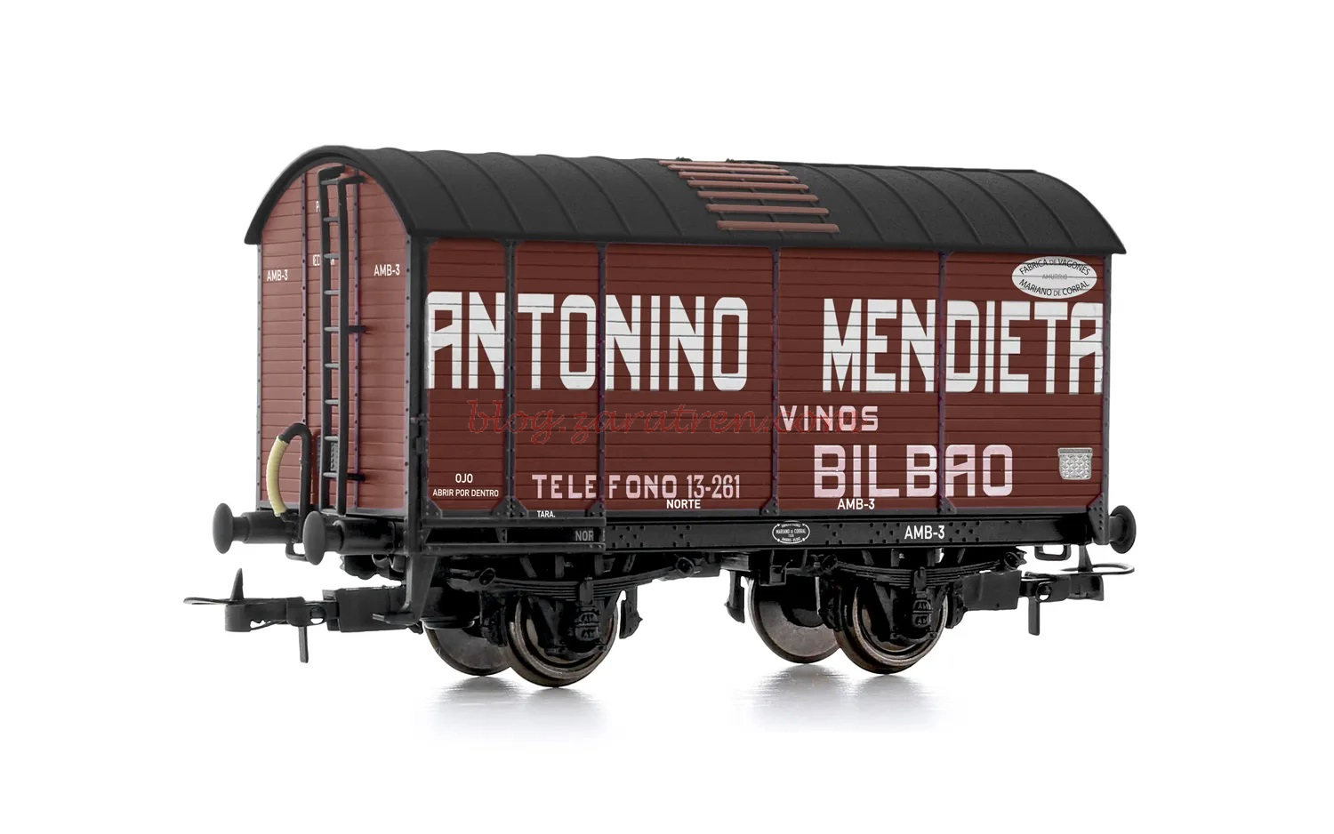 Electrotren – Vagón foudre Norte «Antonio Mendieta – Vinos Bilbao», Epoca III, Escala H0. Ref: HE6060.