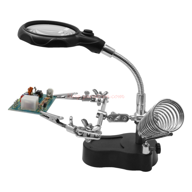 Donau Elektronik – Robot con brazo de ayuda con luz LED + lupa de aumento. Ref: HH3