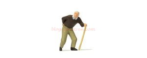 Señor mayor con bastón, 1 figura, Escala H0. Marca Preiser, Ref: 28096.
