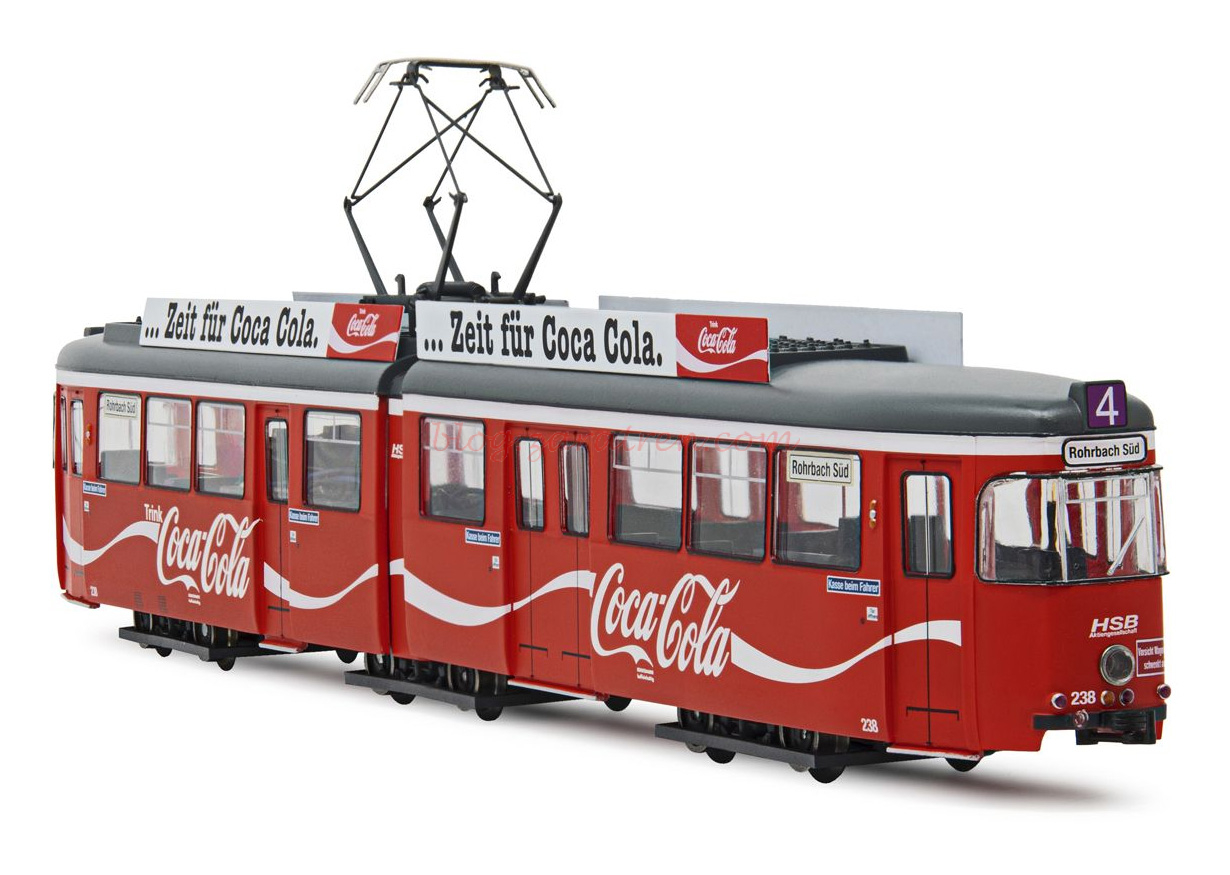 Rivarossi – Tranvía de Heidelberg Duewag Gt6 «Coca Cola», Época IV-V, Analógico, Escala H0, Ref: HR2861