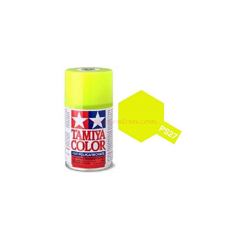 Tamiya – Spray Policarbonato Amarillo Fluorescente, (86027) ,Bote 100 ml, Ref: PS-27