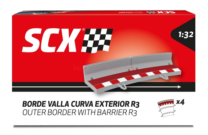 Scalextric – Borde Valla Curva Exterior R3, Escala 1/32, Ref: U10473X200