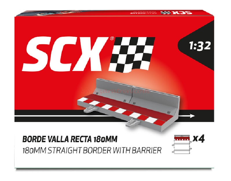 Scalextric – Borde Valla Recta 180 mm para pista recta de 180 mm, Escala 1/32, Ref: U10488X200