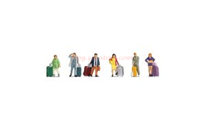 Noch - Viajeros con maletas en la estación, 6 Figuras, Escala H0, Ref: 15223