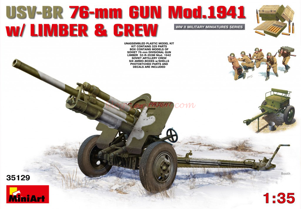 Miniart Models – Cañón de artillería USV-BR, Escala 1:35, Ref: 35129