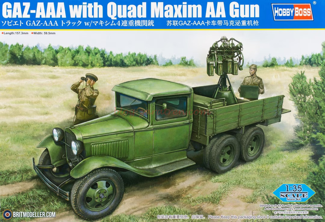 Hobby Boss – Vehiculo GAZ-AAA con Quad Maxim AA Gun, Escala 1:35, Ref: 84571
