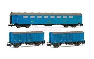 Arnold - Set de 3 Unidades «Tren Taller Granada», 2 V.Cerrados J3 y un Coche 5000, Epoca IV-V, Ref: HN4457