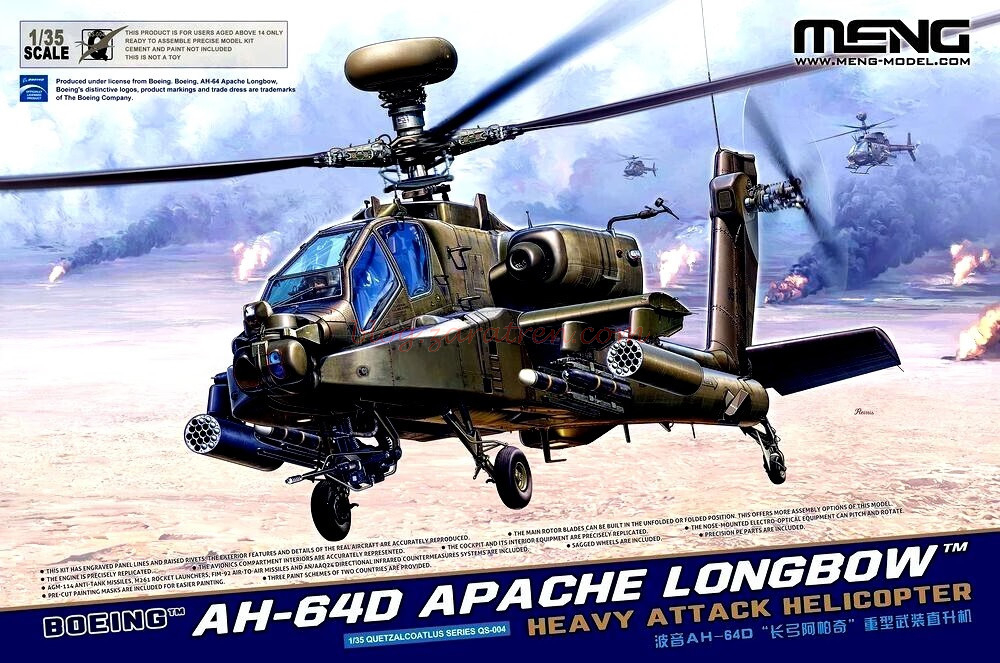 Meng – Helicóptero AH-64D Apache Longbow, Escala 1:35, Ref: Qs-004