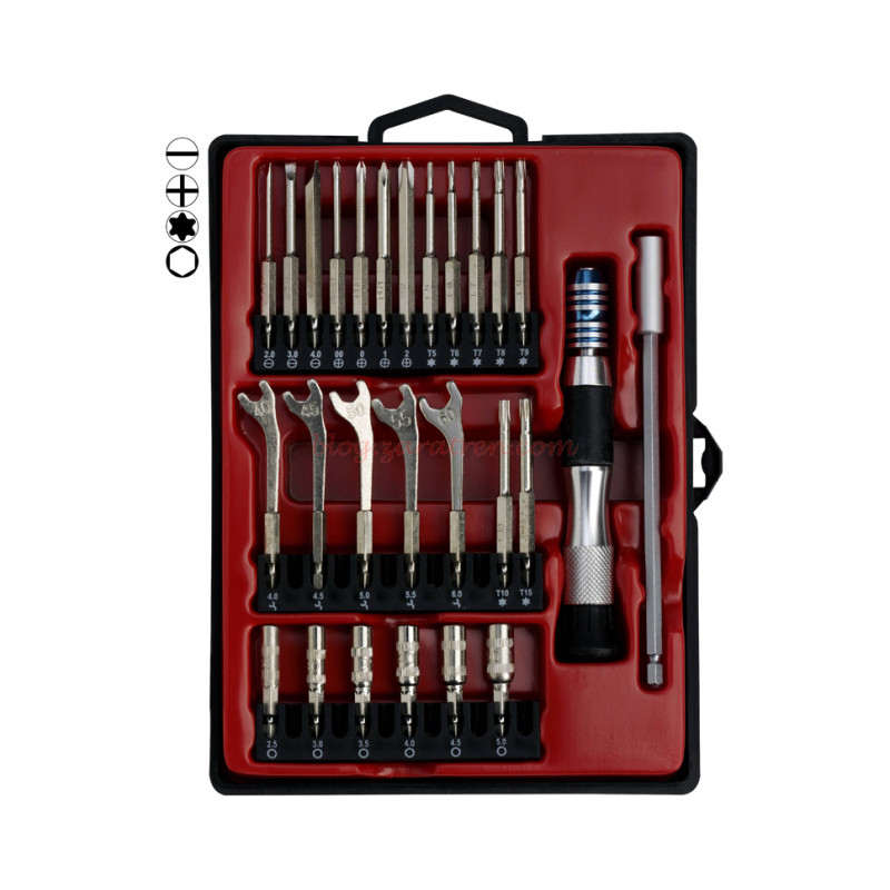 Donau Elektronik – Juego de herramientas de 27 piezas de precisión para tuercas y tornillos pequeños, Ref: WZS27