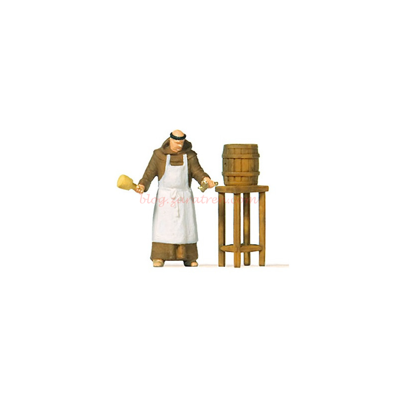 Preiser – Monje medieval haciendo cerveza, 1 figura, Escala H0, Ref: 28218