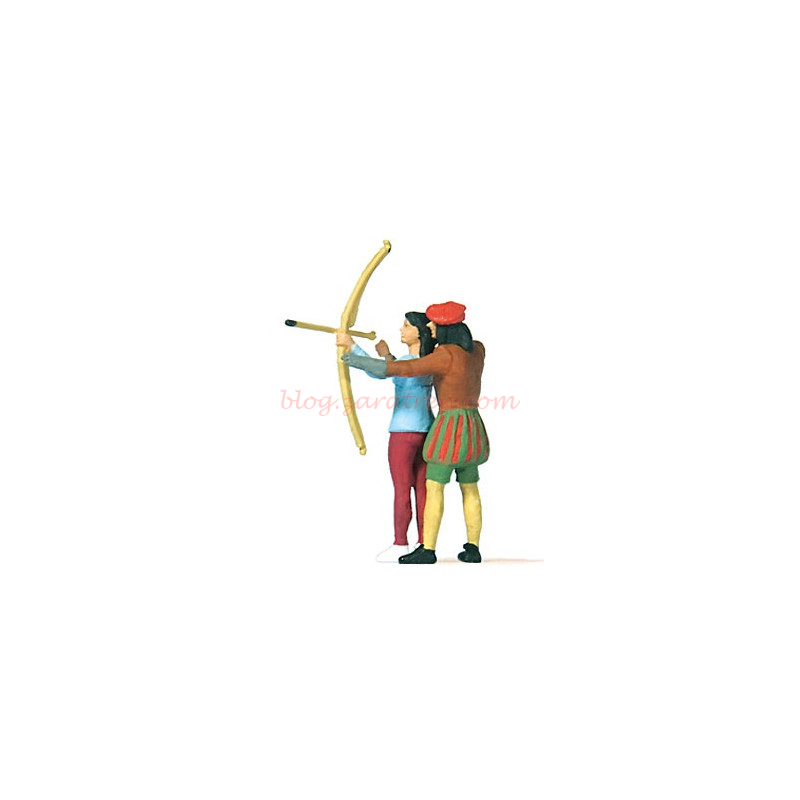 Preiser – Arquero medieval enseñando al tiro con arco, 1 figura, Escala H0, Ref: 28219
