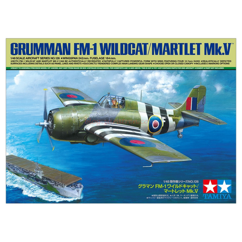 Tamiya – Avión Grumman FM-1 Wildcat/Martlet Mk.V, Escala 1:48, Ref: 61126