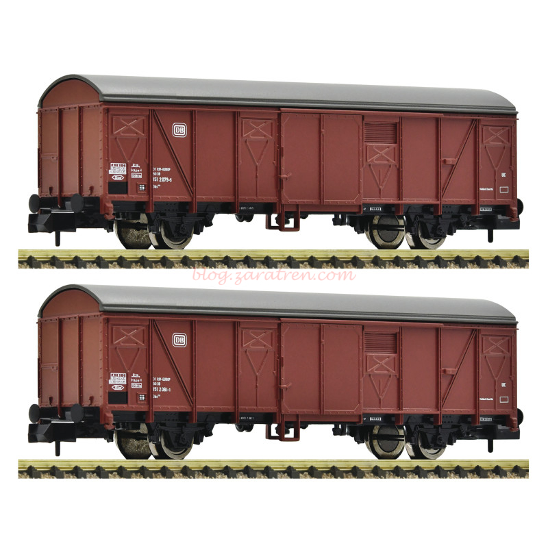 Fleischmann – Conjunto de dos vagones de mercancías cubiertos de la DB, Escala N, Ref: 831514