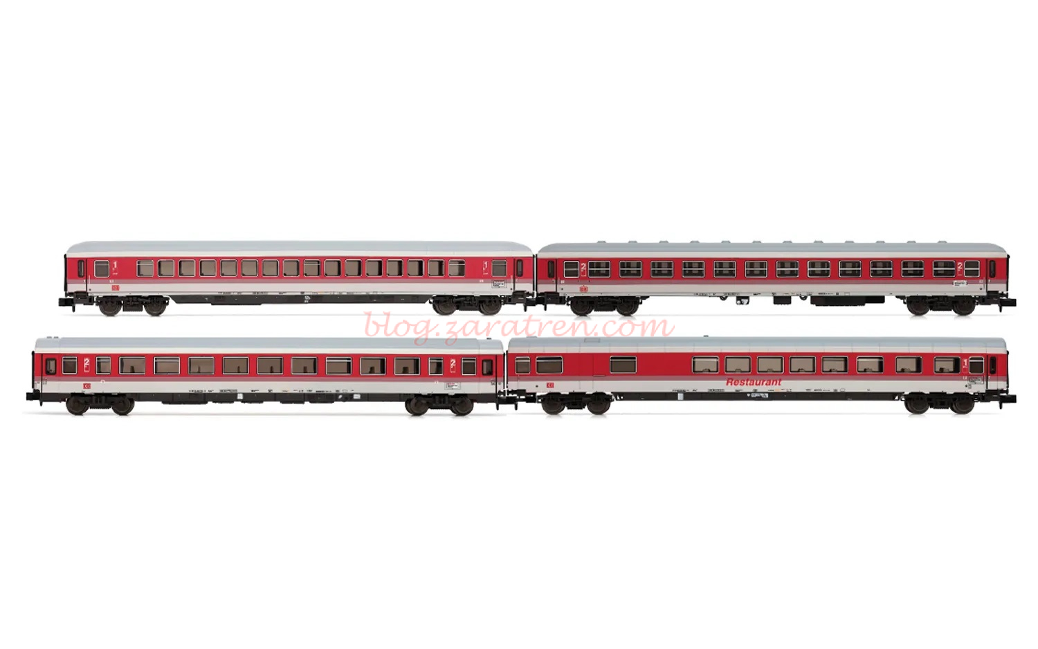 Arnold – Set de 4 coches, «InterCity», decoración roja/blanca, DB AG, Epoca V, Escala N, Ref: HN4360