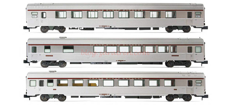 Arnold – Set de 3 coches TEE «Cisalpin» (Milán – París), SNCF, Epoca IV, Escala N, Ref: HN4440