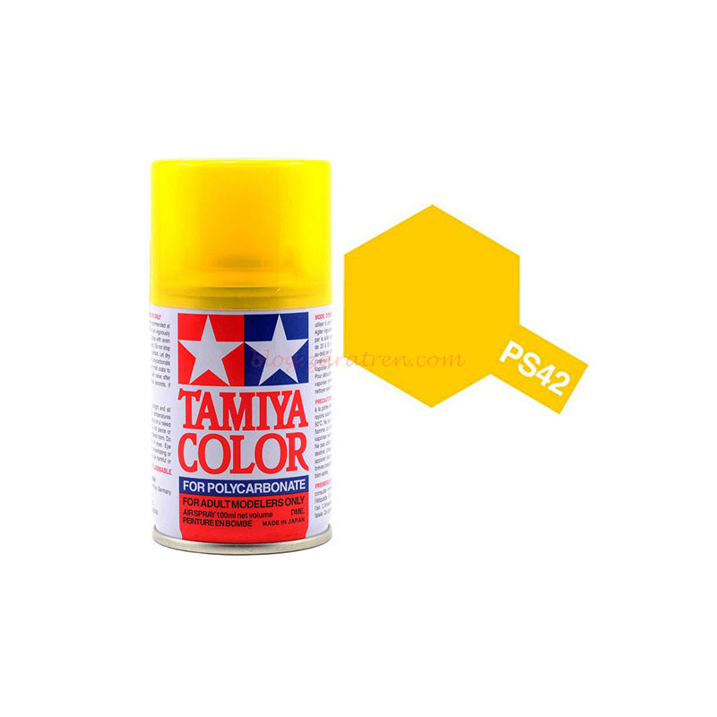 Tamiya – Spray Policarbonato Amarillo Traslucido, (86042) ,Bote 100 ml, Ref: PS-42