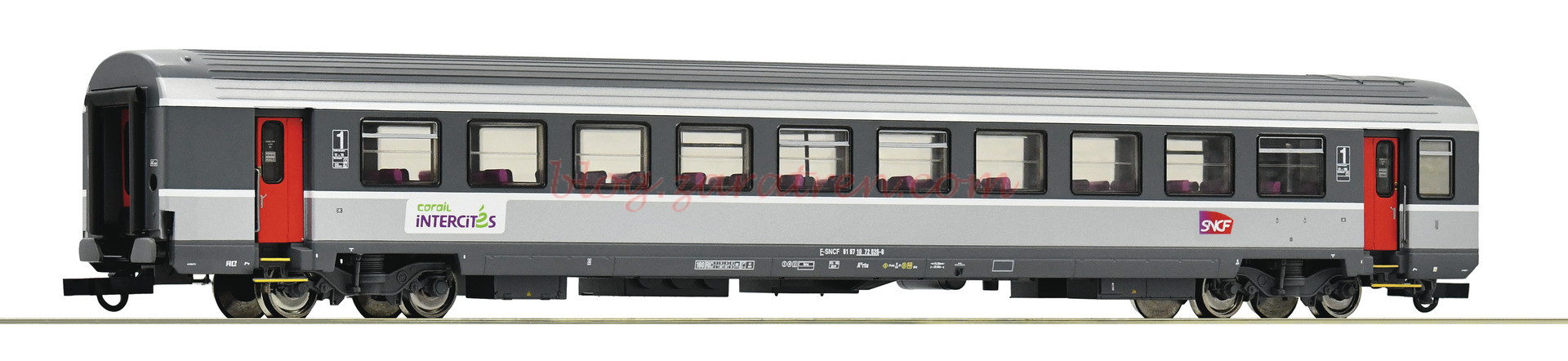 Roco – Coche de viajeros de 1ª Clase «Corail», tipo «Mielich», SNCF, Epoca VI, Escala H0, Ref: 74536