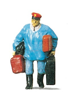 Preiser – Mozo con maletas, 1 figura, Escala H0. Marca Preiser, Ref: 28013