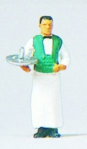 Preiser - Camarero con bandeja, 1 figura, Escala H0, Ref: 28044