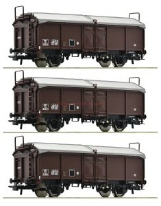 Roco - Tres vagones con techos corredizos, SNCF, Epoca III, Escala H0, Ref: 77020