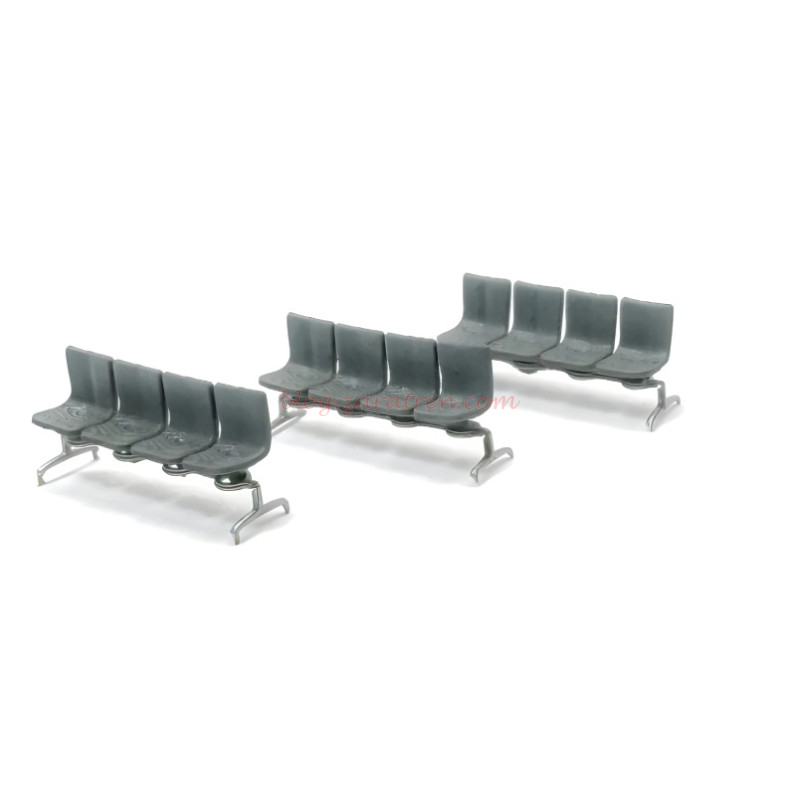 N-Train – Tres bancadas grises de sala de espera, Escala N, Ref: 211067