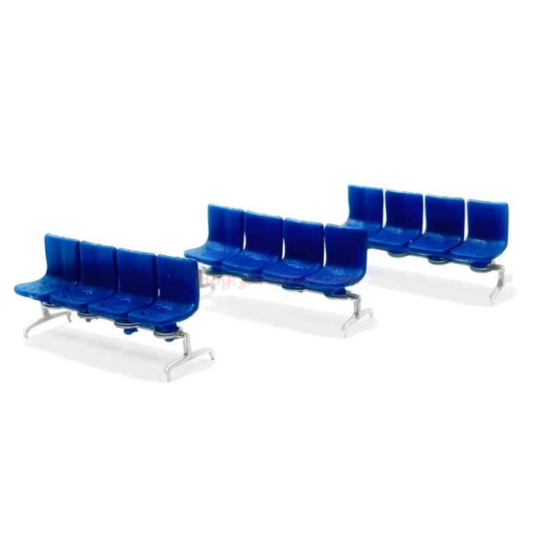 N-Train – Tres bancadas azules de sala de espera, Escala N, Ref: 211068