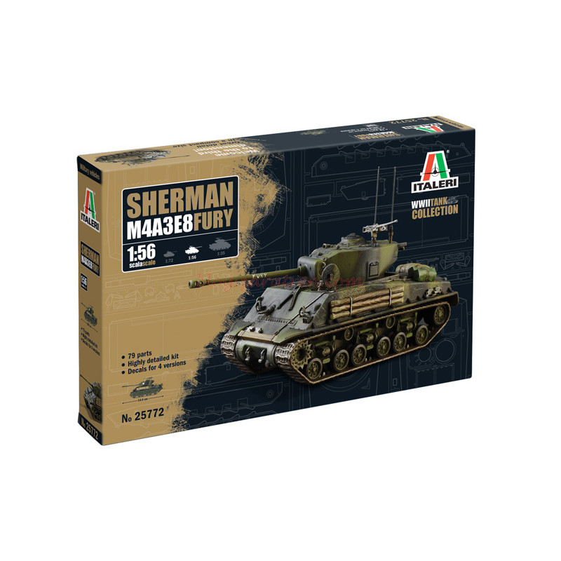 Italeri – Tanque Sherman M4A3E8 Furia, Escala 1:56, Ref: 25772