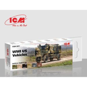 ICM - Set de pintura Acrílica, WWI US Vehicles, 6 Botes, Ref: 3051