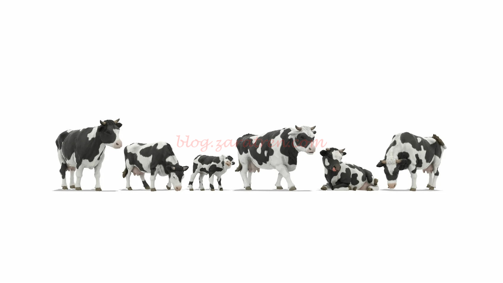 Noch – Conjunto de cinco vacas lecheras y un ternero, 6 Figuras, Escala Z, Ref: 44540