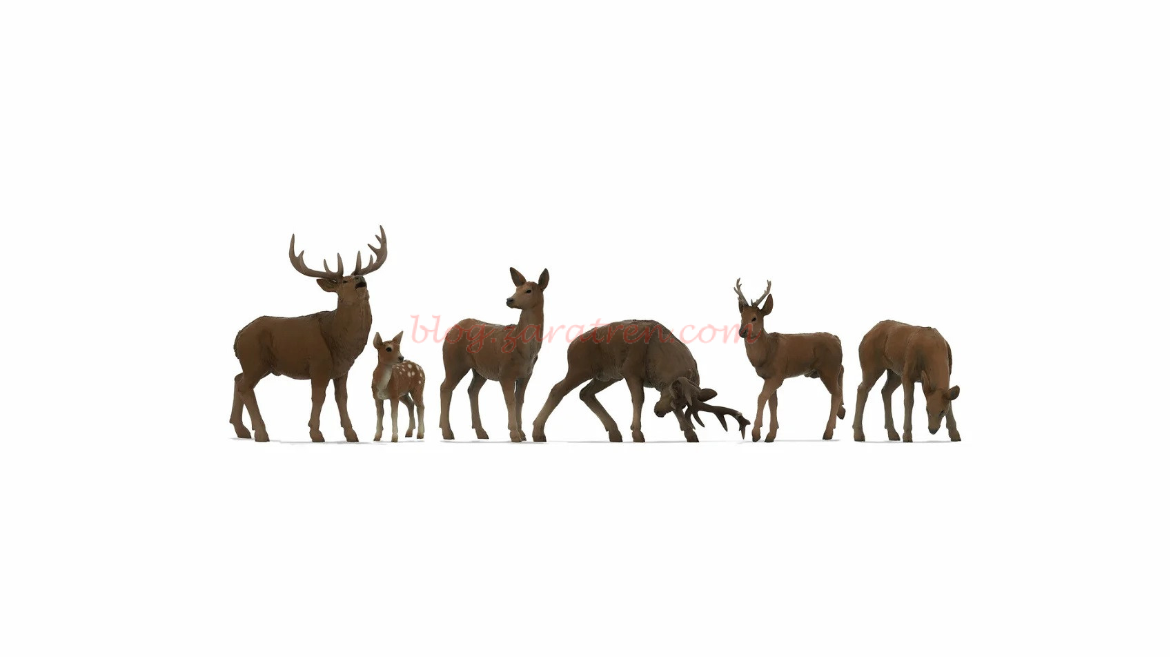 Noch – Conjunto de cinco ciervos y un cervatillo, 6 Figuras, Escala Z, Ref: 44541