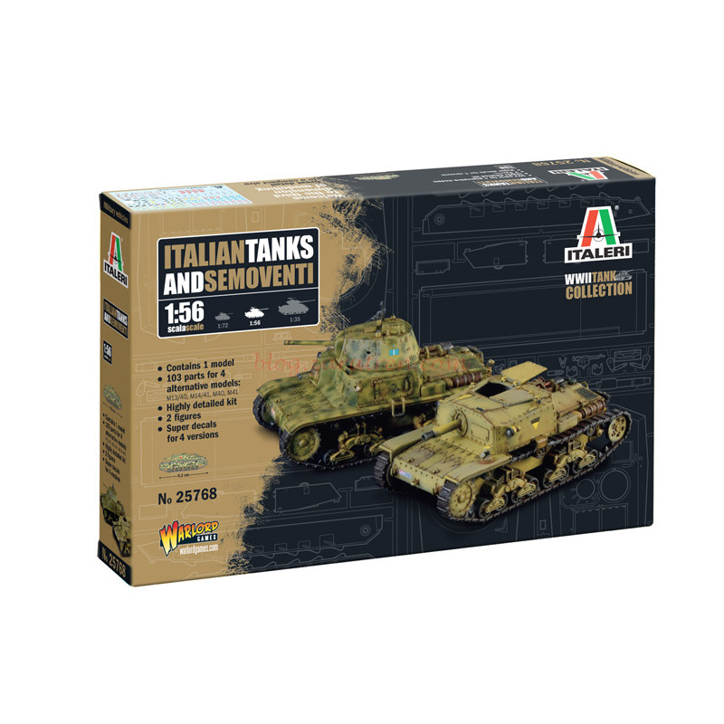 Italeri – Tanques Italianos y vehículos autopropulsados, Escala 1:56, Ref: 25768